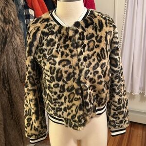 BB Dakota Faux Fur bomber Jacket with Black and White Accents